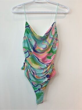 Forever 21 Women’s Large Multicolor Swirl One-Piece Summer Maximalist Bodysuit